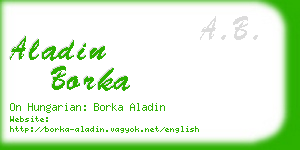 aladin borka business card